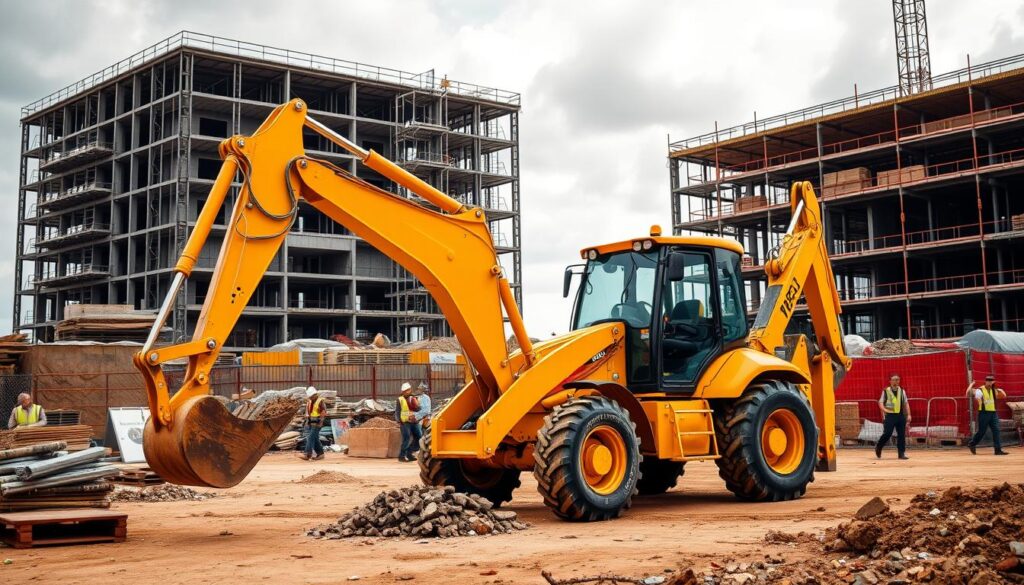 Backhoe Loader in Construction Site