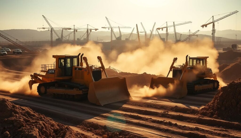 Bulldozers in Construction Excavation